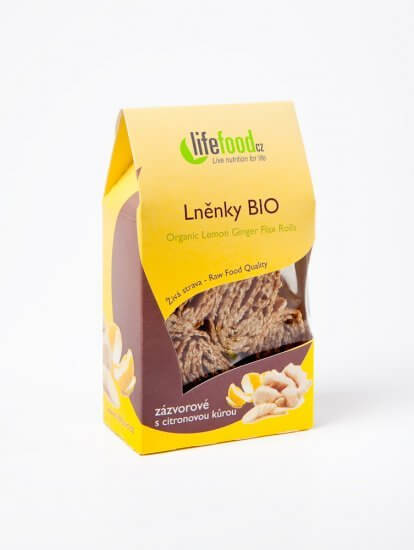 Zdravé potraviny Lifefood Lněnky zázvorové s citronovou kůrou BIO, 80g